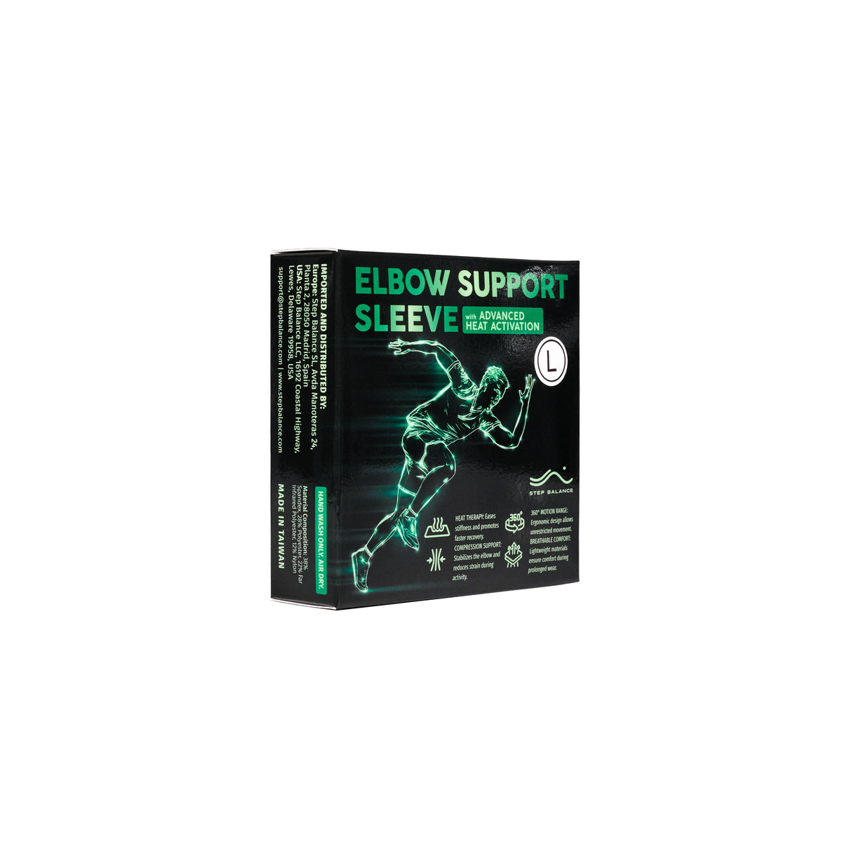 Step Balance elbow compression support sleeve, box front