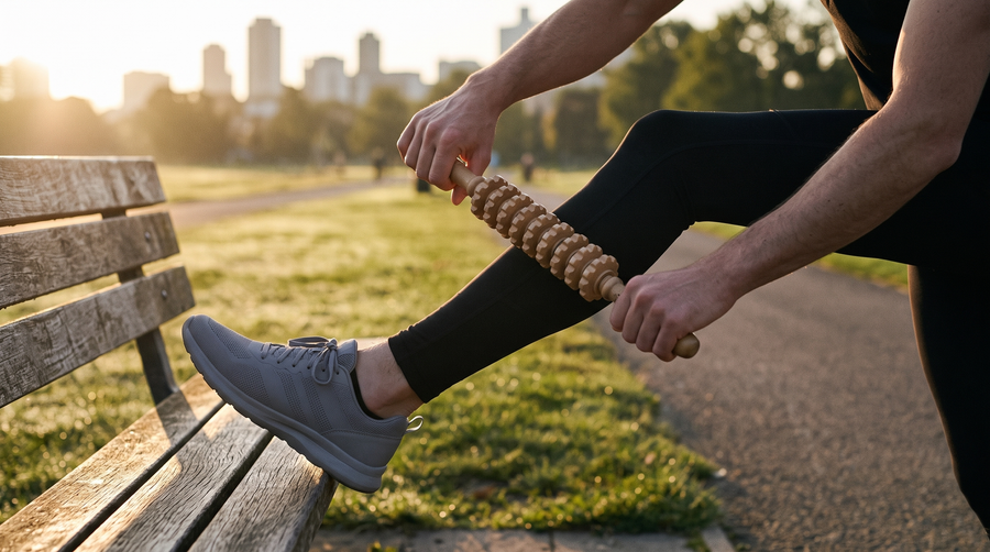 A massage-stick routine for runners: 3 minutes before, 6 after
