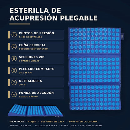 Step Balance Esterilla de acupresión plegable AcuNomad, infografía: características principales
