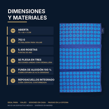 Step Balance Esterilla de acupresión plegable AcuNomad, infografía: construcción y medidas