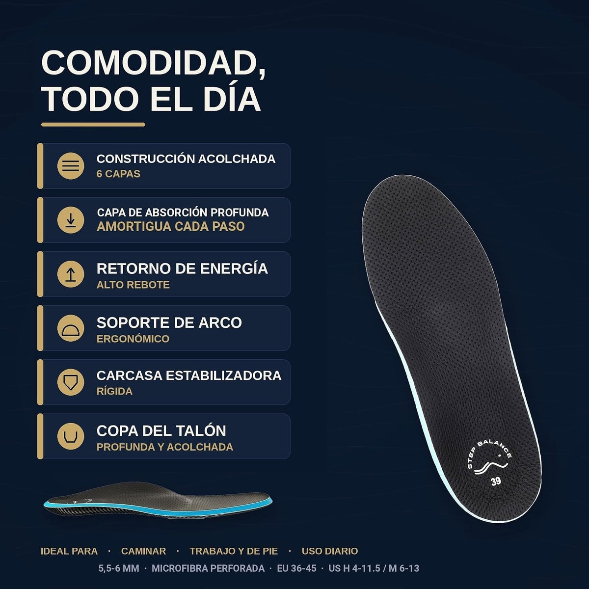Step Balance Plantillas Comfort Every Day, infografía: características principales