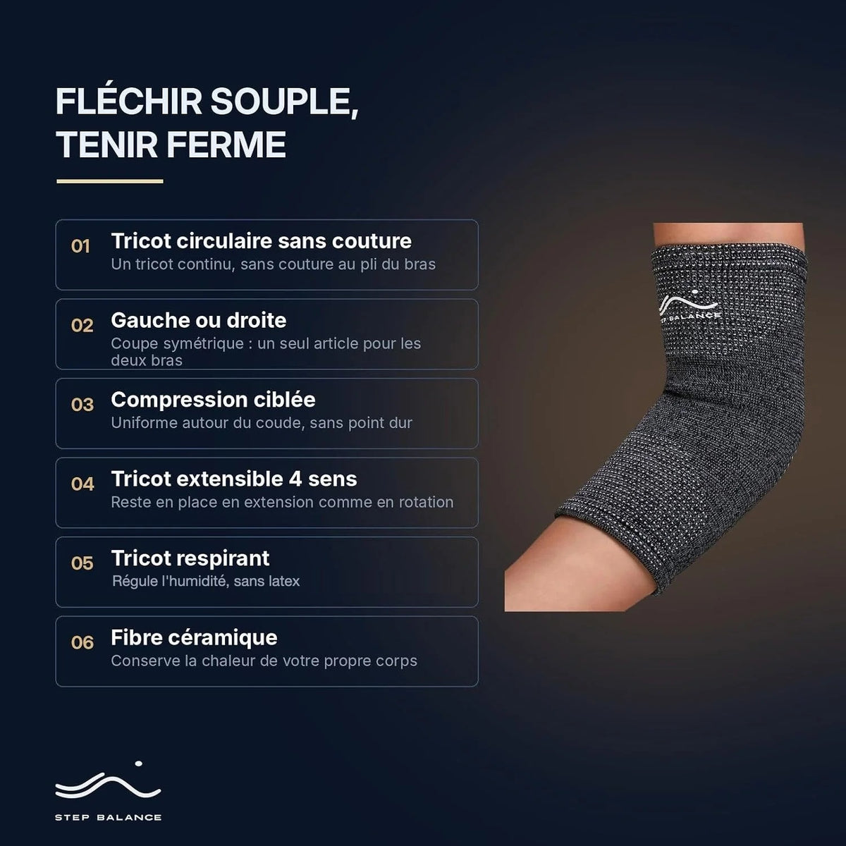 Step Balance Coudière de compression, infographie : caractéristiques principales