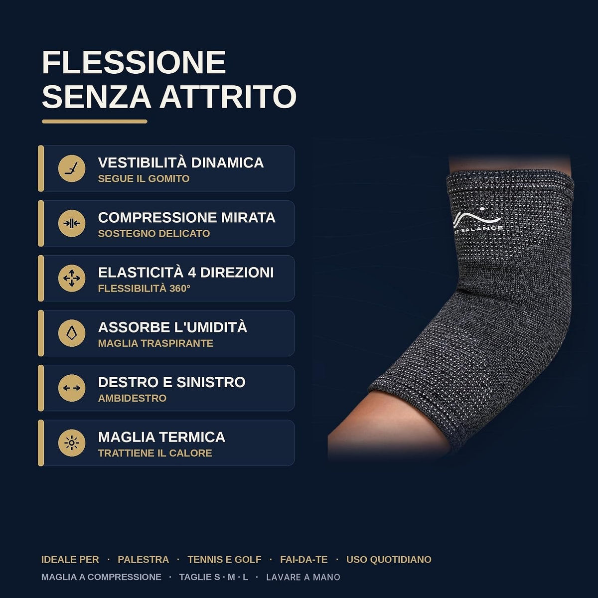 Step Balance Gomitiera a compressione, infografica: caratteristiche principali