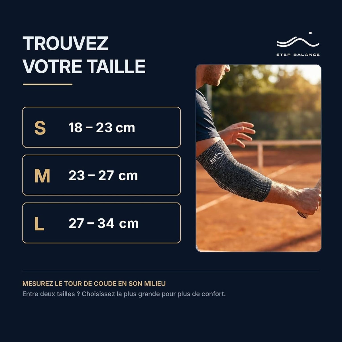 Step Balance Coudière de compression, infographie : guide des tailles