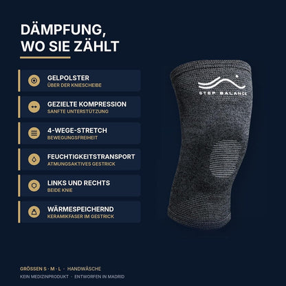 Step Balance Kniebandage mit Gel, Infografik: die wichtigsten Merkmale