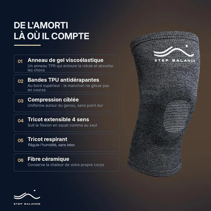 Step Balance Genouillère de compression avec gel, infographie : caractéristiques principales