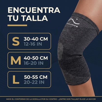 Step Balance Rodillera de compresión con gel, infografía: guía de tallas