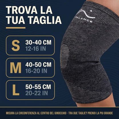 Step Balance Ginocchiera a compressione con gel, infografica: guida alle taglie