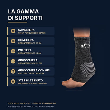 Step Balance Ginocchiera a compressione, infografica: la gamma di supporti