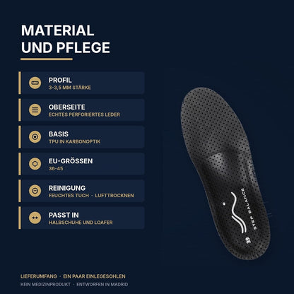 Step Balance Slim Fit Einlegesohlen, Infografik: Material und Pflege