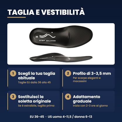 Solette Step Balance Slim Fit, infografica: guida alle taglie