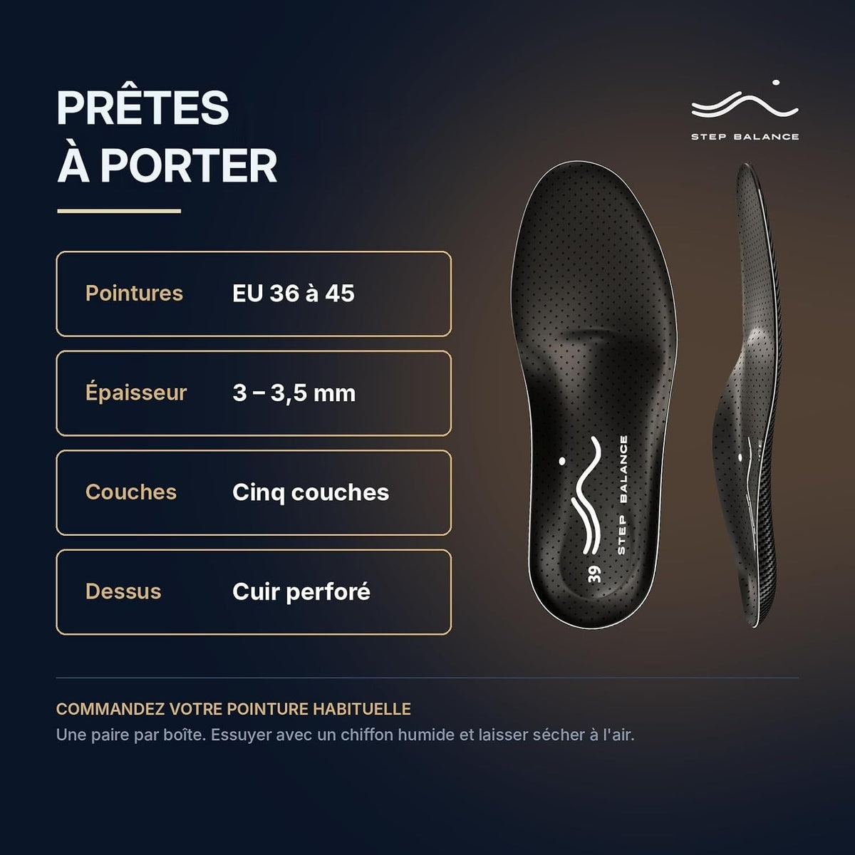 Step Balance Semelles Slim Fit, infographie : caractéristiques techniques