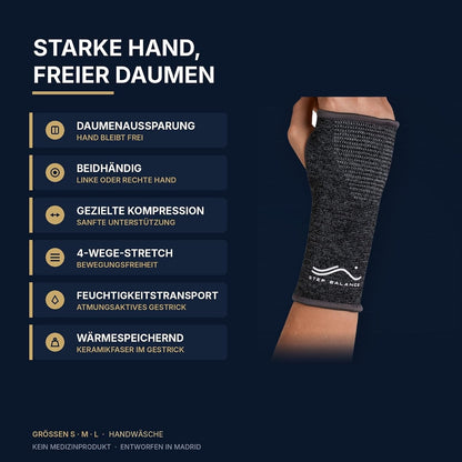 Step Balance Handgelenkbandage, Infografik: die wichtigsten Merkmale