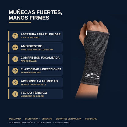 Step Balance Muñequera de compresión, infografía: características principales