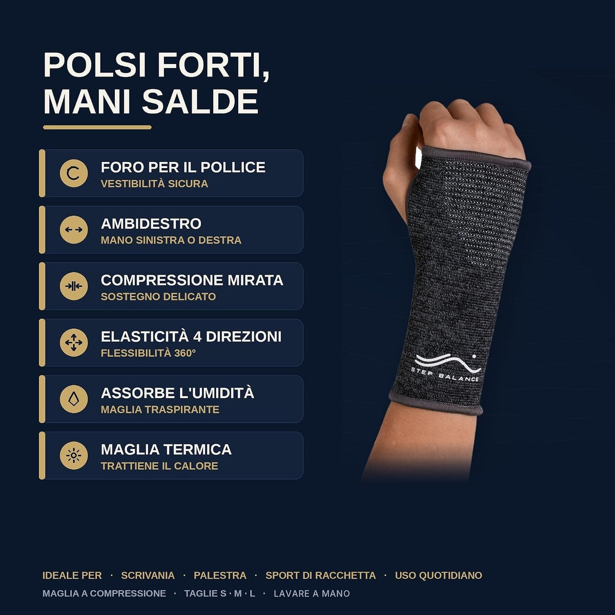 Step Balance Polsiera a compressione, infografica: caratteristiche principali