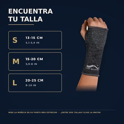 Step Balance Muñequera de compresión, infografía: guía de tallas