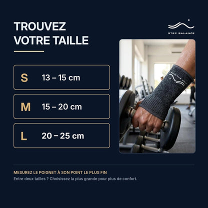 Step Balance Protège-poignet de compression, infographie : guide des tailles